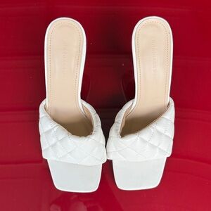 Princess Polly White Quilted Slide Heels Size 8